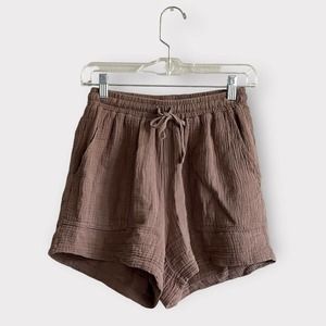 Bobi Los Angeles High Waisted Relaxed Shorts | Brown | Size XS